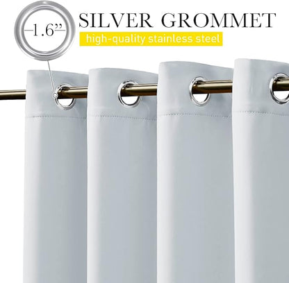 NICETOWN 2 Panels Outdoor Curtains with Grommet & Back Tab on top and Bottom for Patio Waterproof, Windproof Privacy Cold & Heat Blocking for Cabana/Gazebo with Fixed Rope, W46 x L80, Greyish White