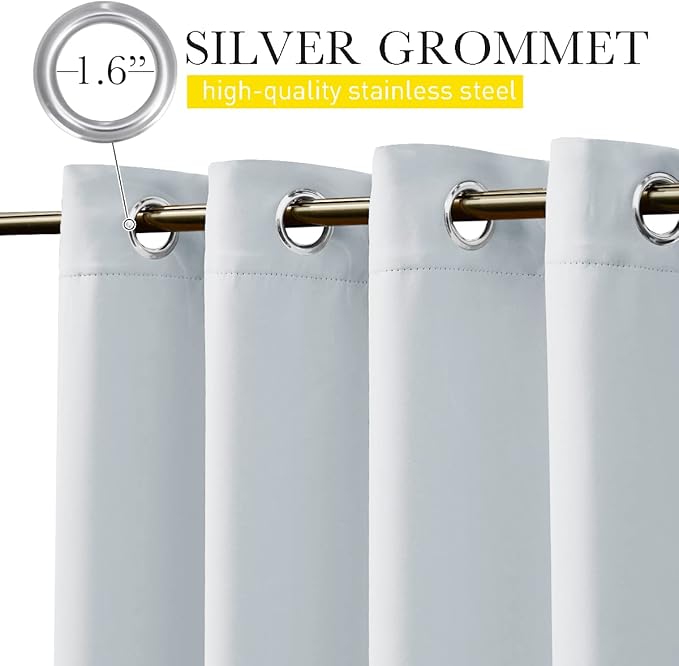 NICETOWN 2 Panels Outdoor Curtains Waterproof 90 inch Long for Patio, Windproof Top & Bottom Grommet & Back Tab Weighted Blackout Outdoor Drapes with Rope for Fixed, W66 x L90, Greyish White