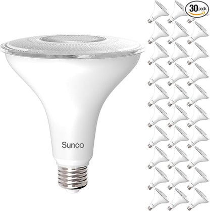Sunco 30 Pack Outdoor LED Flood Home Patio Driveway Light, Waterproof PAR38 LED Bulb, CRI90, 2700K Soft White,1050 Lumens, 100W Equivalent 13W, Dimmable, Wet-Rated, E26 Base UL
