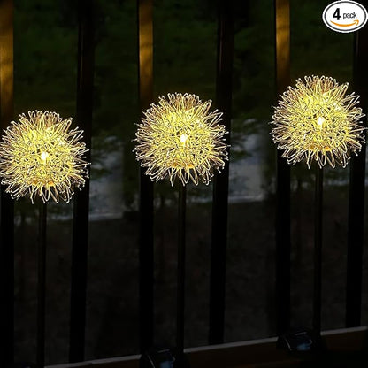 GUOCHENG Dandelion Solar Garden Lights, 4 Pack Solar Metal Dandelion Light, Waterproof Firefly Lights Outdoor for Garden Patio Yard Pathway, Gifts for Women Mother's Day(4pack)