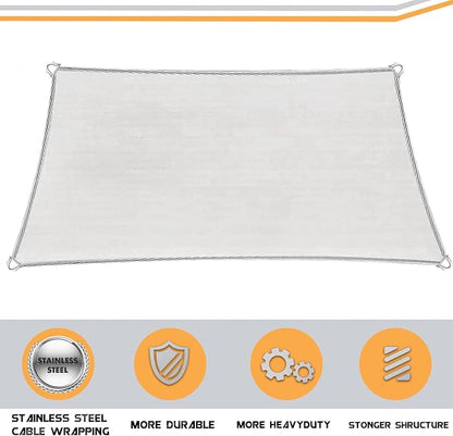 16' x 20' Sun Shade Sail Turquoise Curved Commercial Outdoor Shade Cover with Steel Wire Edges Rectangle Heavy Duty Permeable 185GSM Backyard Shade Cloth for Patio Garden