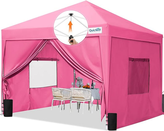 Quictent Privacy 8x8 Pop up Canopy Tent with Sidewalls and Roll-up Ventilated Windows, One Person Easy Setup, Outdoor Commercial Gazebo Shelter Enclosed Waterproof, Bonus 4 Sandbags