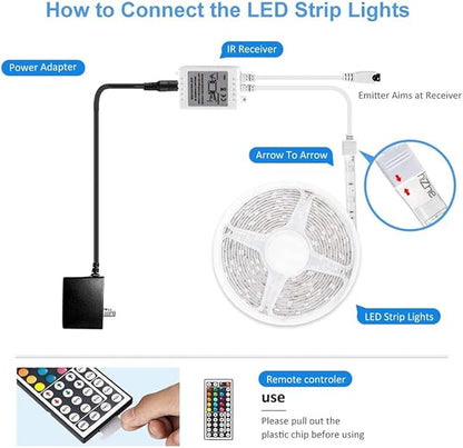 DAYBETTER Led Strip Lights 16.4ft Waterproof Color Changing Led Lights with Remote Controller