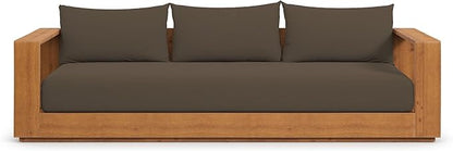 Modway Tahoe Acacia Wood Outdoor Patio Sofa in Natural Cocoa with Weather-Resistant Cushions - Ideal as a Porch Couch or Sunroom Sofa
