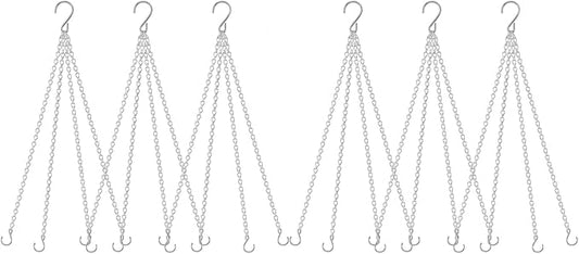 garini 6 Pack, 23 Inch Silver Hanging Baskets Chain, Hanging Chains with Hooks Flower Pot Chain Replacement Plant Hangers for Planters, Bird Feeders and Lanterns