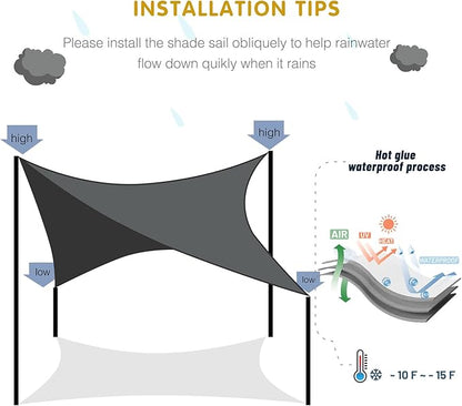 SUNNY GUARD Waterproof Sun Shade Sail 14'x14'x14' Taupe Triangle UV Block Sunshade for Backyard Yard Deck Patio Garden Outdoor Activities and Facility(Customized)