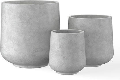 Kante 15.3"+11.6"+8.2" Dia Round Concrete Planter, Large Outdoor Indoor Planter Pots Containers with Drainage Holes and Rubber Plug for Home Garden Patio, Natural Concrete