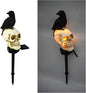 Outdoor Solar Lights, Crow Solar Lights Outdoor Waterproof Halloween Skull Light with Stakes Solar White Crow Light Garden Decor for Yard, Lawn