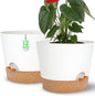 12+12Inch 2Pack Large Flower Pots for Indoor/Outdoor Plants,Self Watering Planters with Reservoir and Drainage Hole White Plastic Planting Pots Modern Home Decor Gift Idea