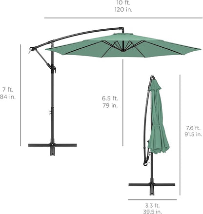 Best Choice Products 10ft Offset Cantilever Hanging Market Patio Umbrella, 8 Sturdy Ribs, Easy Adjustment - Seaglass