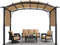 MASTERCANOPY 10x10ft Outdoor Retractable Pergola with Sun Shade Canopy Patio Metal Garden Pergola,Beige