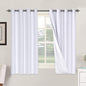 H.VERSAILTEX Linen Blackout Curtains 63 Inches Long 100% Blackout Thermal Insulated Textured Linen Look Curtain Draperies Anti-Rust Grommet, Energy Saving with White Liner, 2 Panels, Bright White