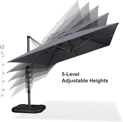 PURPLE LEAF 10'×13' Patio Umbrella with Base Included and Cover Outdoor Umbrella with Cover Extra Large Heavy Duty Cantilever Umbrella Grey