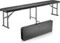 VEVOR Plastic Folding Bench, 6ft Portable Folding Bench, Smooth High Density Polyethylene Waterproof Outdoor Bench, Picnic Camping Table with Handle for Garden Soccer Playtime, Black (1 Pack)