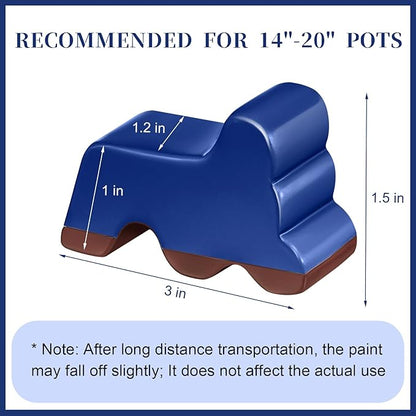 Kigeli 6 Pcs Resin Garden Pot Feet for Outdoor Planters 3 Inch Long 1.5 Inch Tall Flower Handmade Elevator Plant Feet Frost Proof Lifter for 14-20 in Pot(Royal Blue)