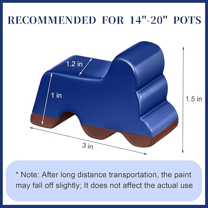 Kigeli 12 Pcs Resin Pot Feet for Outdoor Planters 3 Inch Long 1.5 Inch Tall Flower Handmade Elevator Plant Feet Frost Proof Lifter for 14-20 in Pot(Royal Blue)