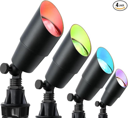 Spotlights, 4-Pack 12V Low Voltage RGB Landscape Lights, Aluminum