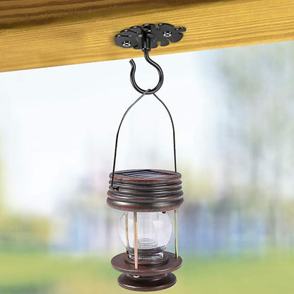 Dolibest Wall Mount Ceiling Hooks,Plant Hooks for Ceiling Metal Plant Bracket Iron Wall Mount Lanterns Hangers Hooks for Hanging Plants Lights, Outdoor Wire, Fairy Lights, Wind Chimes, Black(2PCS)