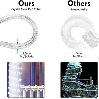 150ft LED Rope Lights Outdoor, 1080 LED Connectable and Flexible Tube Lights with 8 Modes, Waterproof LED Rope Lighting for Garden, Patio, Bedroom, Party, Pool, Indoor Outdoor Decoration (White)