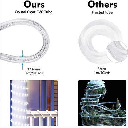 100ft LED Rope Lights Outdoor, 720 LED Connectable and Flexible Tube Lights with 8 Modes, Waterproof LED Rope Lighting for Garden, Patio, Pool, Bedroom, Party, Indoor Outdoor Decoration (White)