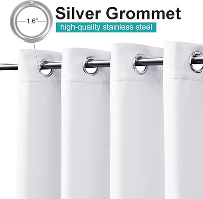 NICETOWN Outdoor Curtainch for Patio Waterproof 84 inch Wide, Thermal Insulated Rustproof Grommet UV Blocking Cabana Curtainch & Drape, Privacy Safe Shade for Gazebo, Pure White, 1 PC, 95-Inch Long