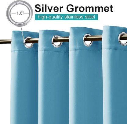 NICETOWN Sunlight Blocking Teal Blue Outdoor Curtain 95" L for Patio Waterproof, Thermal Insulated Stainless Steel Grommet Outdoor Indoor Window Curtain/Drape for Porch, 1 Panel, 52" W
