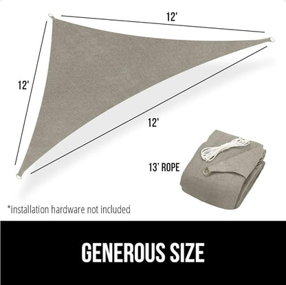 GORILLA GRIP Heavy Duty Sun Shade, UV Protection Fade Tear and Rust Resistant Rectangle Sunshade Canopy, Curved Edges Blocks Sunlight, Breathable Sail, Outdoor Patio, Lawn Garden, 12x12x12, Graphite