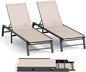 Aluminum Chaise Lounge Chair Outdoor, Foldable Patio Lounge Chair 2 Sets Assemble-Free, Pool Lounge Chairs with 5 Adjustable Backrest, Outdoor Lounge Chairs for Outside Poolside Beach Lawn Beige