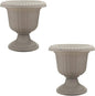 Southern Patio 2 Pack Utopian Urn Planter, Large 14 Inch Outdoor Pot, Lightweight Garden, Entryway, or Walkway Accessory with UV-Coated Finish, Stone