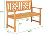 Patio Bench for Two, Natural Solid Fir Wood, Rustic with Armrests