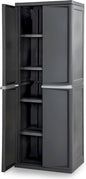 Sterilite 4 Shelf Cabinet, Lockable Utility Storage w/ Adjustable Shelves, Gray - Plastic Shelving Unit for Organizing Garage, Pantry, Basement, Laundry Room or Mudroom
