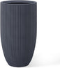 Kante 24 Inch Tall Round Concrete Planter, Large Indoor Outdoor Plant Pots with Drainage Hole and Rubber Plug, Modern Decorative Garden Pots for Home Patio Porch, Textured Charcoal