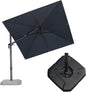 PURPLE LEAF 8' X 8' Tilting Patio Umbrella with Base Outdoor Cantilever Swivel Square Umbrella with Tilt Aluminum Offset Umbrella with 360-degree Rotation for Garden Deck Pool Patio Grey