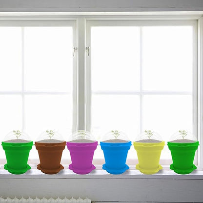 PURPLE STAR 1N 50 Packs Cupcake Plant Nursery Pots with Humidity Dome- Planting Containers Cups- Small Flower Pots for Indoor Outdoor Plant Succulent Vegetable (Mixed Color)