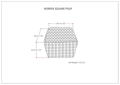 SIMPLIHOME Noreen Boho Square Pouf in Dark Blue and White Handloom Woven Pattern for the Living Room, Bedroom and Kids Room