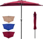OLIXIS Half 9Ft Umbrella Outdoor Patio, Scalloped Patio Umbrella with Easy Crank, Sun Half Patio Umbrella for Balcony, Market, Garden, Red