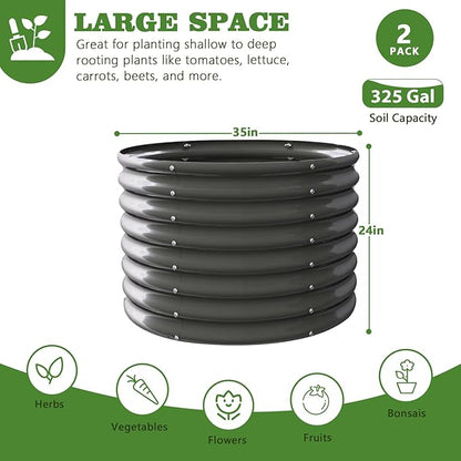 A ANLEOLIFE 6-Pack 6X3X2ft & 3x3x2ft Deep Root Galvanized Raised Garden Beds Outdoor for Planting Vegetables Flowers Herb, Quartz Grey