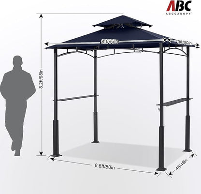 ABCCANOPY 8x5 Grill Gazebo - Outdoor BBQ Canopy Shelter with Led Light for Patio Backyard Grilling (Navy Blue)