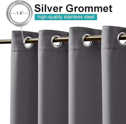 NICETOWN Patio Outdoor Curtain 120" Extra Wide Waterproof for Porch, Grommet Vertical Blinds Thermal Insulated Blackout Divider Drape for Outside Balcony/Lounge, Grey, 1 Panel, 84" Long
