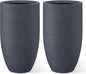 Kante 24 Inch Tall Round Concrete Planter, 2 Pack Large Indoor Outdoor Plant Pots with Drainage Hole and Rubber Plug, Modern Decorative Garden Pots for Home Patio Porch, Charcoal