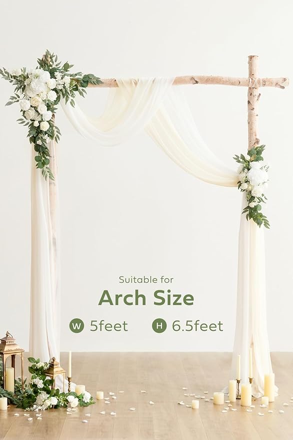 Artificial Flowers Wedding Arch Kit, 4 Piece Set, White and Sage Green