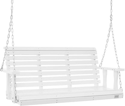 VEVOR Wooden Porch Swing 4.5 ft, Patio Bench Swing for Courtyard & Garden, Upgraded 880 lbs Strong Load Capacity, Heavy Duty Swing Chair Bench with Hanging Chains for Outdoors, White