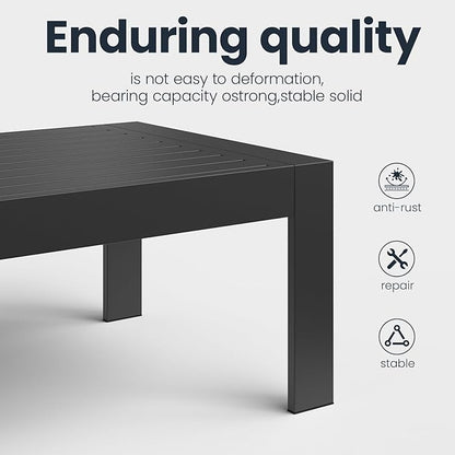 Outdoor Rectangle Patio Aluminum Coffee Tables for Outside, All Weather Patio Slatted Tabletop for Indoor or Outdoor Use