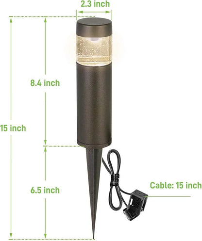 hykolity Low Voltage Landscape Lights, 3W 191LM 12V-24V LED Round Bollard Light, Wired Outdoor Walkway Light Path Lights for Yard Lawn, Aluminum Construction, 30 Watt Equivalent, 6 Pack