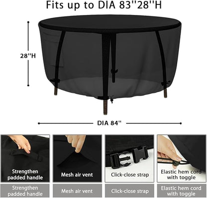Patio Furniture Covers, Heavy Duty Round Patio Table Cover Outdoor Dining & - Image 5