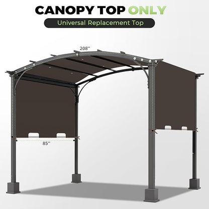 85'' x 208'' Universal Pergola Replacement Cover for Doubleton Steel Pergola L-PG080PST, Waterproof Sunshade Canopy Top for Patio Gazebo, Deck, Porch, Yard, Outdoor Cover Only (Brown)