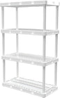 Gracious Living 4 Shelf Knect-A-Shelf Ventilated Light Duty Storage Home Organizer with Adjustable Shelves for Garage, Basement, and Laundry, White