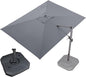 PURPLE LEAF 9' X 11.5' Patio Umbrella with Base Outdoor Cantilever Rectangle Umbrella Offset Umbrella with 360-degree Rotation for Garden Deck Pool Patio, Grey