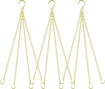 garini 3 Pack, 23 Inch Hanging Baskets Chain, Gold Hanging Chains with Hooks Flower Pot Chain Replacement Plant Hangers for Planters, Bird Feeders and Lanterns