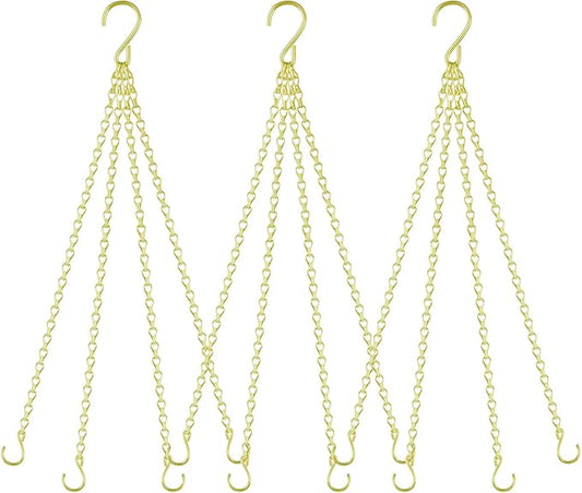 garini 3 Pack, 23 Inch Hanging Baskets Chain, Gold Hanging Chains with Hooks Flower Pot Chain Replacement Plant Hangers for Planters, Bird Feeders and Lanterns